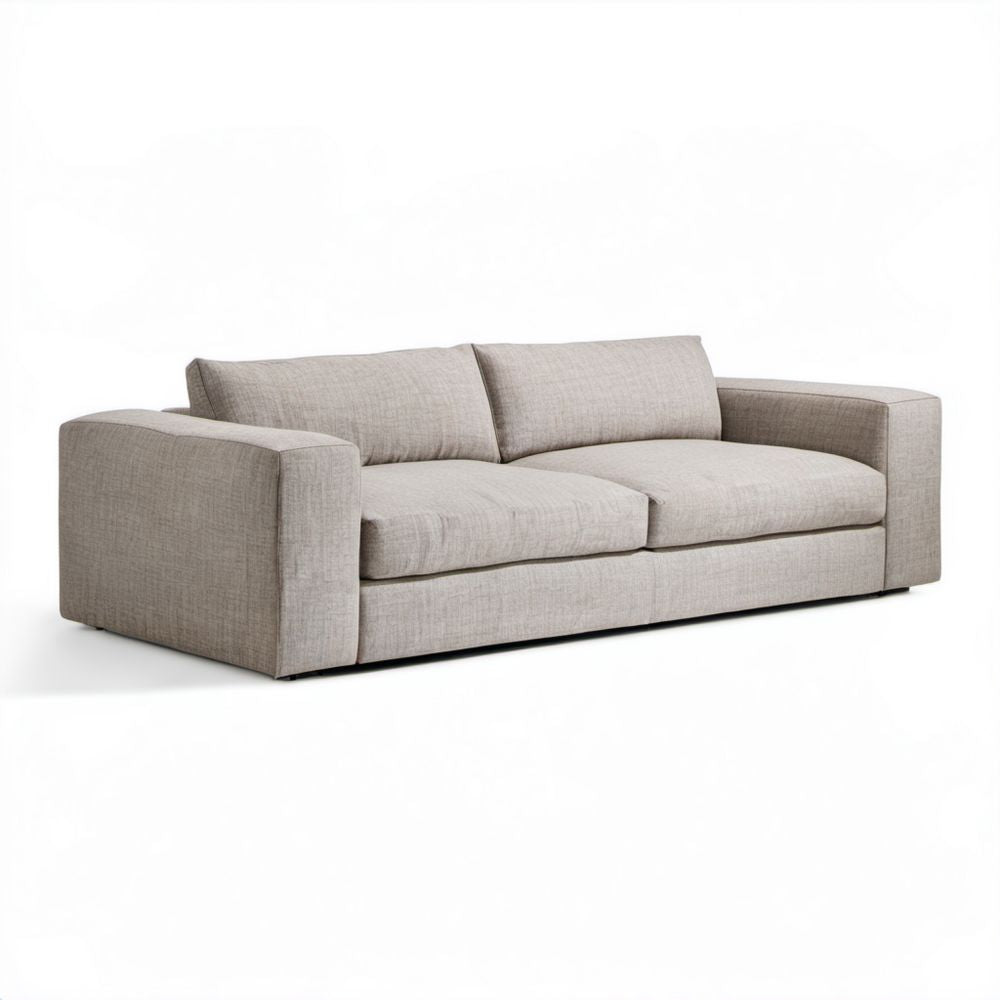 Trzyosobowa sofa z poliestru beżowa 230 x 95 x 85 cm