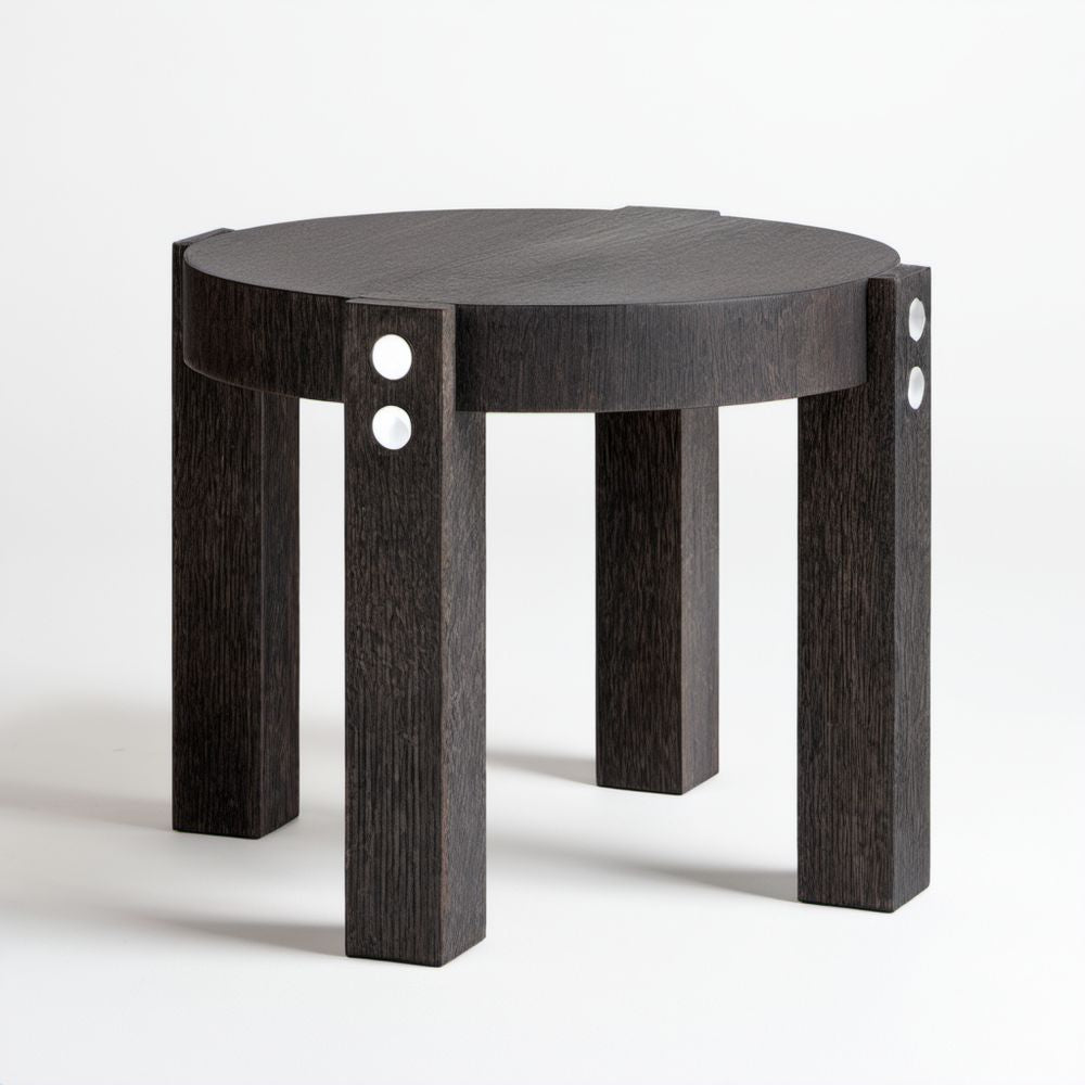 Okrągły stolik kawowy z płyty MDF w kolorze ciemnego dębu, Ø60 cm, wysokość 45 cm