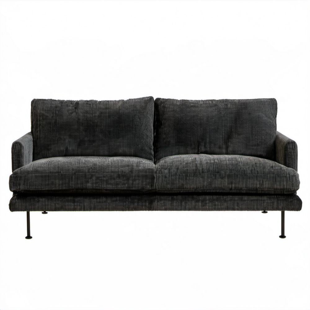 Sofa 2-osobowa grafitowa z tkaniny sztruksowej, 160 x 88 x 84 cm